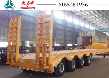 4 Axles 70 Tons 40 FT Low Bed Trailer Heavy Duty With Spring Ramp For Sale